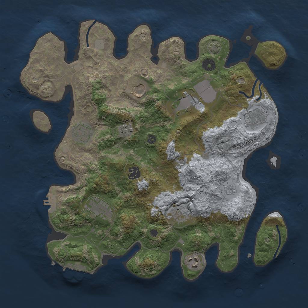 Rust Map: Procedural Map, Size: 3500, Seed: 2139949442, 17 Monuments