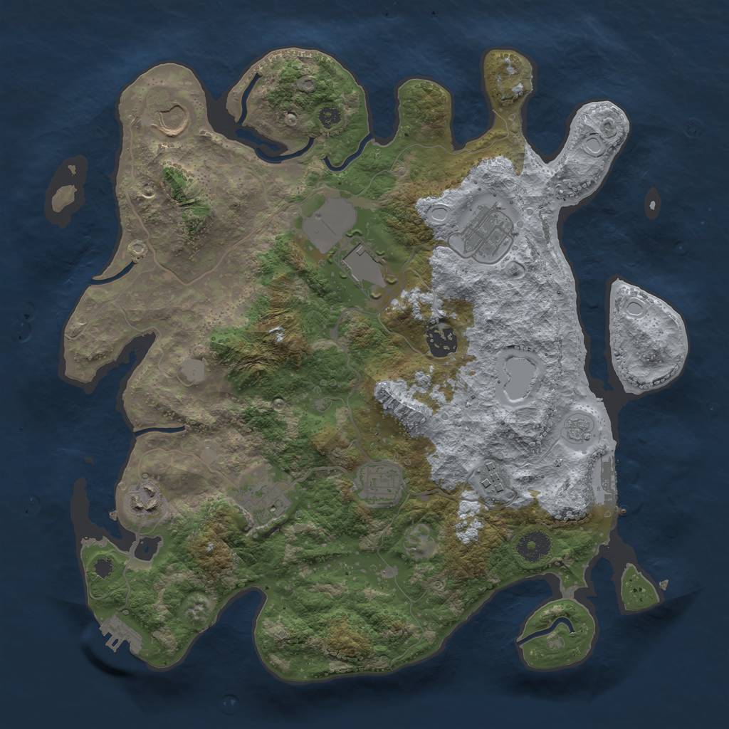 Rust Map: Procedural Map, Size: 3500, Seed: 77677845, 16 Monuments
