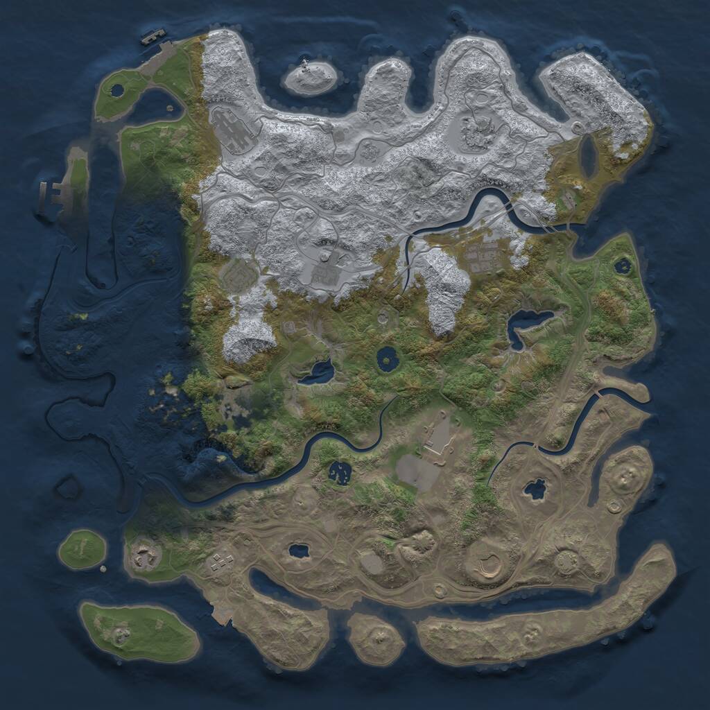 Rust Map: Procedural Map, Size: 4500, Seed: 485971, 17 Monuments