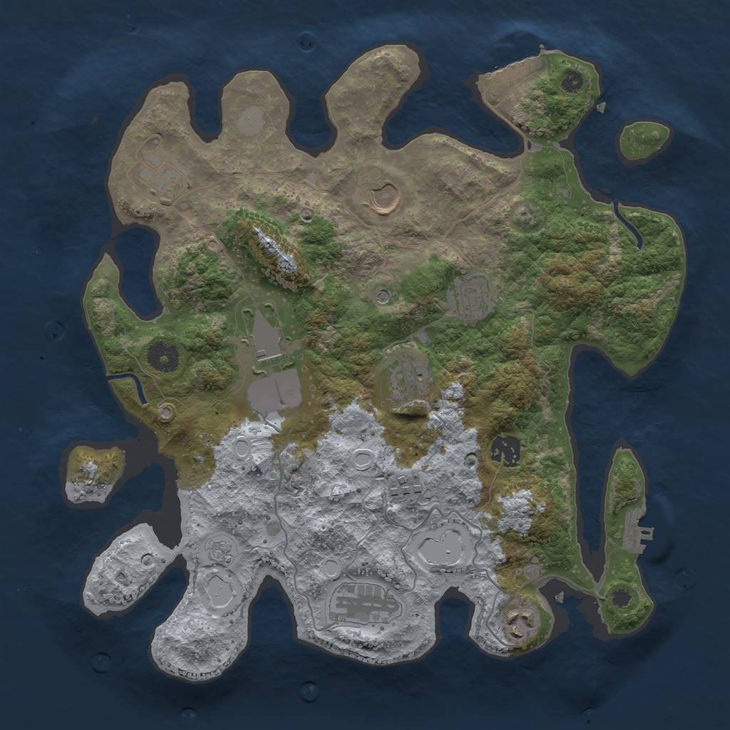 Rust Map: Procedural Map, Size: 3500, Seed: 69142101, 16 Monuments