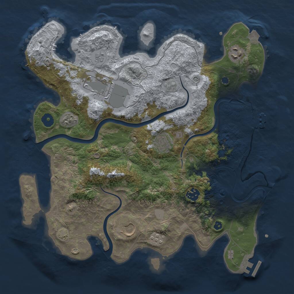 Rust Map: Procedural Map, Size: 3500, Seed: 5911677, 12 Monuments