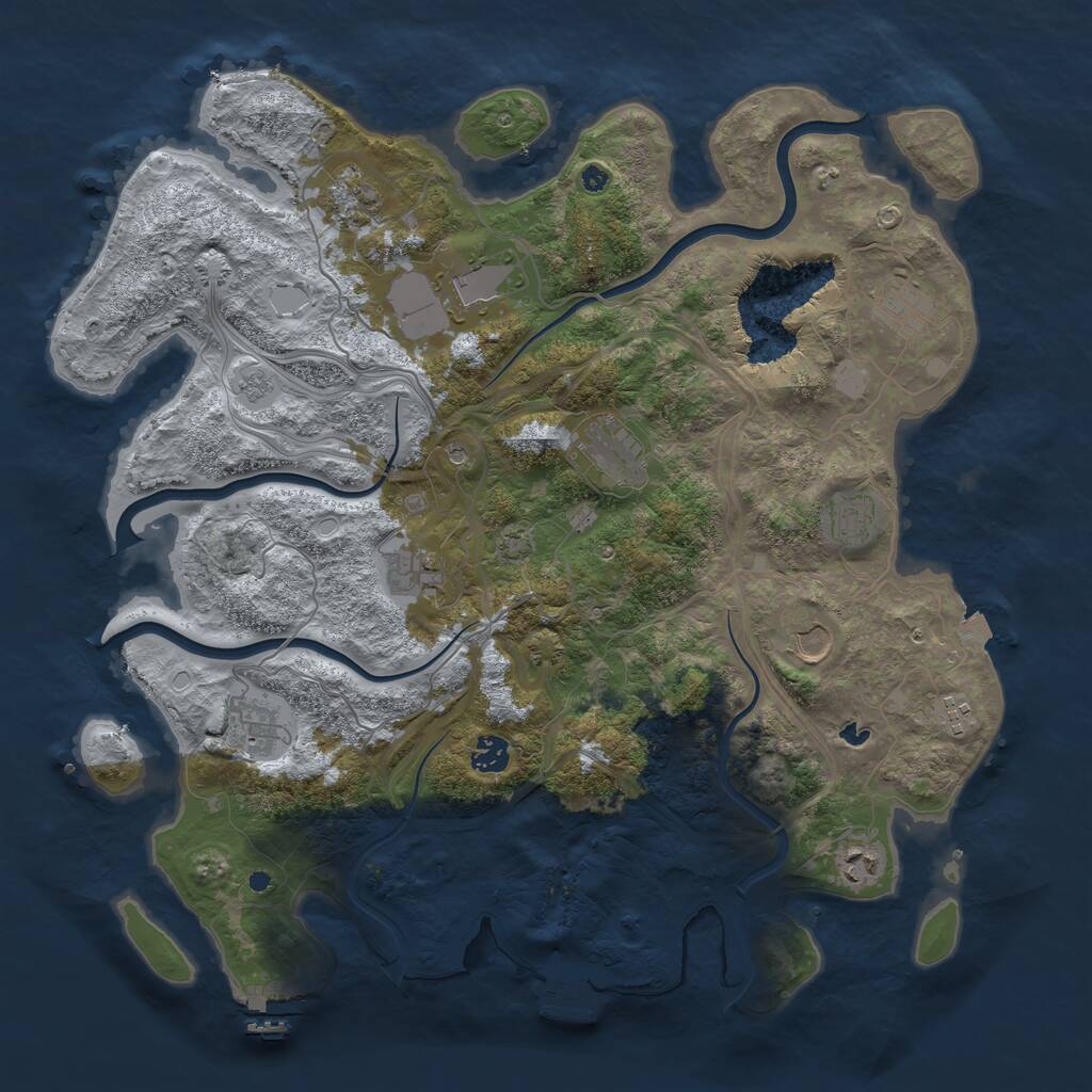 Rust Map: Procedural Map, Size: 4250, Seed: 1842261744, 17 Monuments