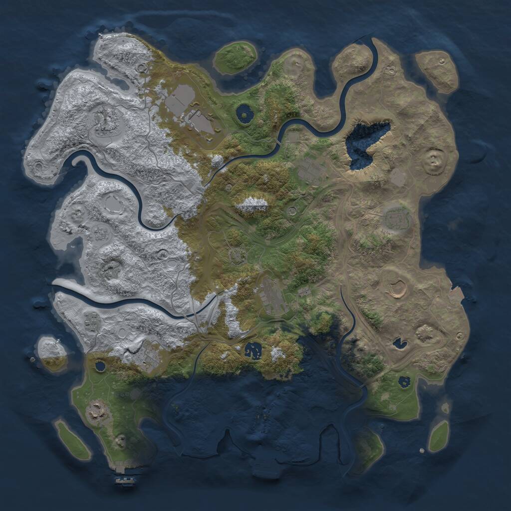 Rust Map: Procedural Map, Size: 4250, Seed: 1842261744, 16 Monuments