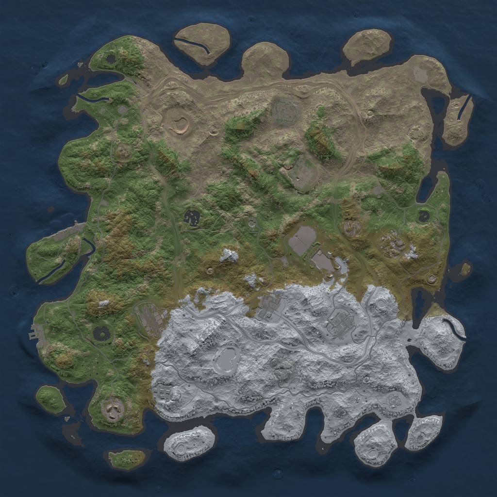 Rust Map: Procedural Map, Size: 4500, Seed: 38342906, 19 Monuments
