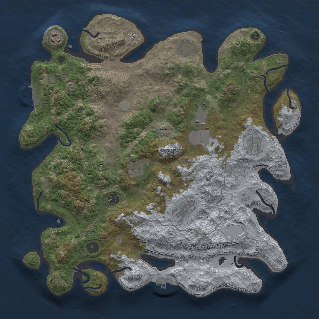 Rust Map: Procedural Map, Size: 4000, Seed: 1993177208, 15 Monuments