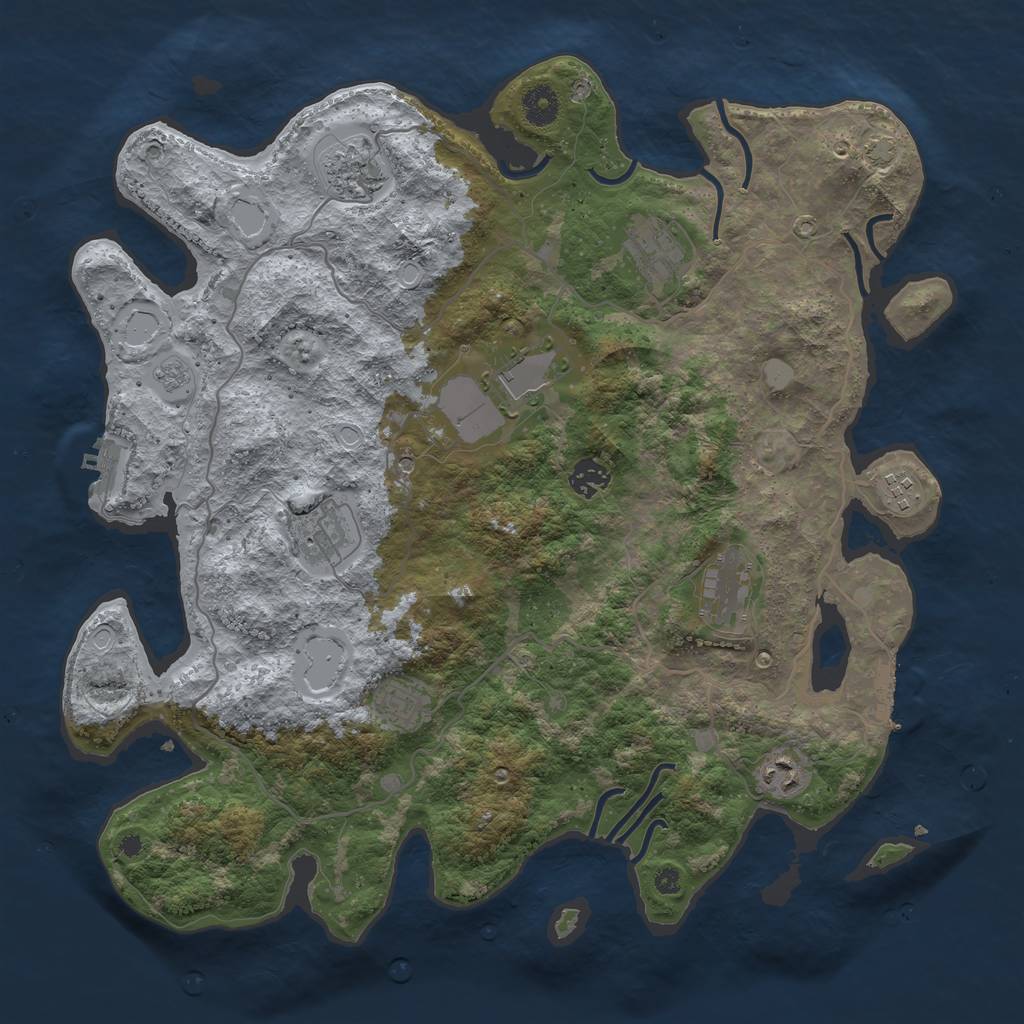 Rust Map: Procedural Map, Size: 4000, Seed: 28124234, 17 Monuments