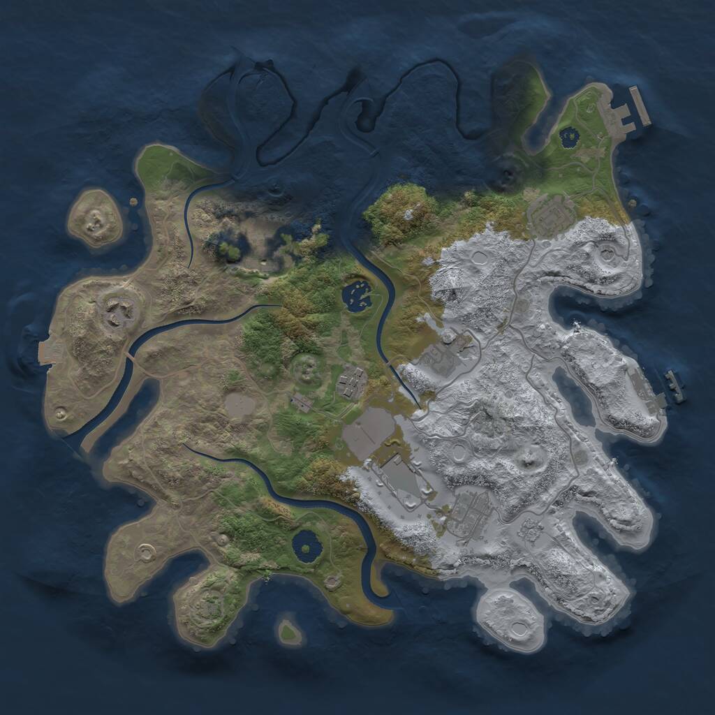 Rust Map: Procedural Map, Size: 3500, Seed: 514295087, 14 Monuments
