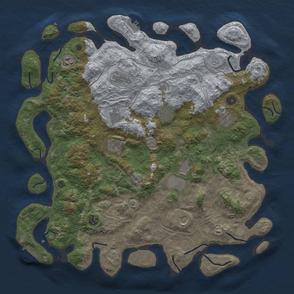 Rust Map: Procedural Map, Size: 4500, Seed: 49763185, 18 Monuments