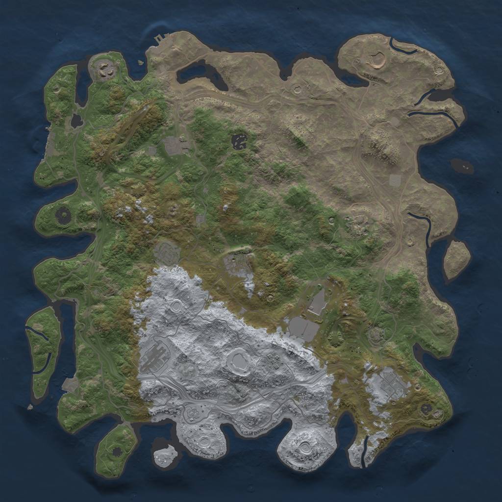 Rust Map: Procedural Map, Size: 4500, Seed: 719143902, 19 Monuments