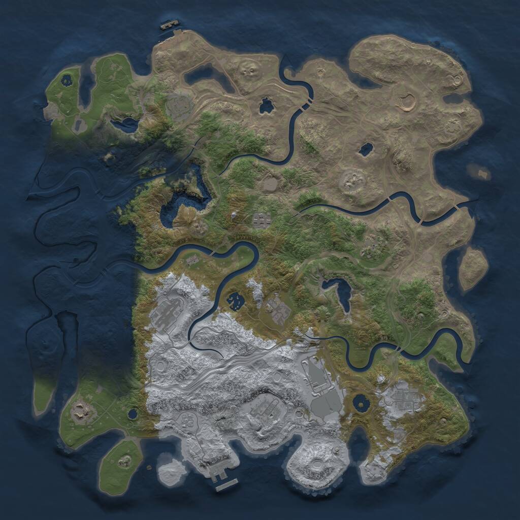 Rust Map: Procedural Map, Size: 4500, Seed: 719143902, 17 Monuments