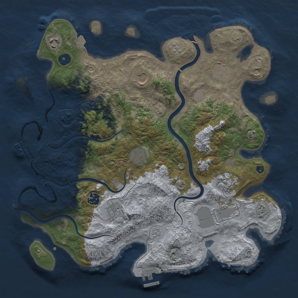 Rust Map: Procedural Map, Size: 3800, Seed: 91190, 15 Monuments