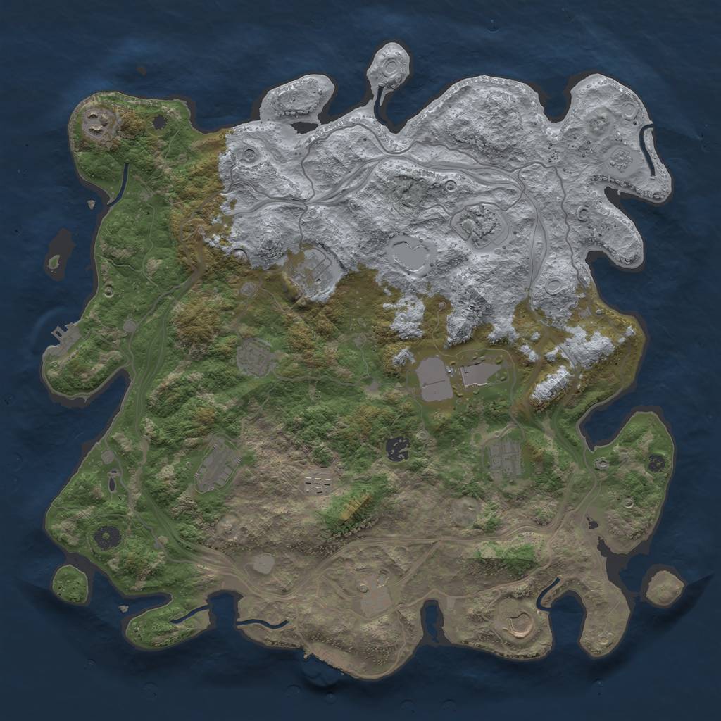 Rust Map: Procedural Map, Size: 4250, Seed: 1107183801, 18 Monuments