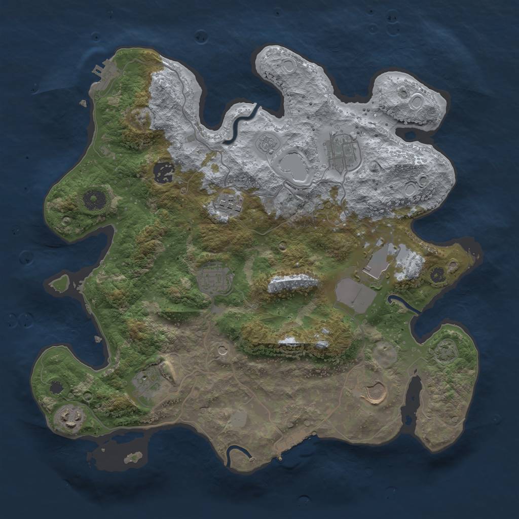 Rust Map: Procedural Map, Size: 3500, Seed: 4880, 16 Monuments