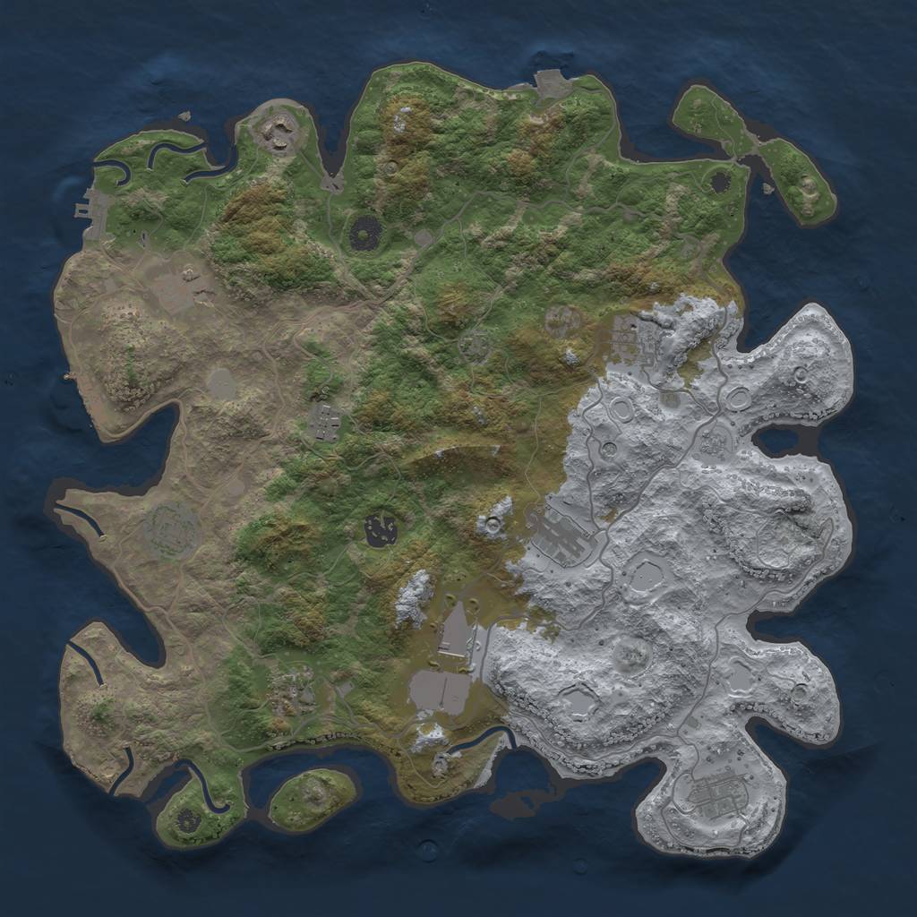 Rust Map: Procedural Map, Size: 4000, Seed: 42241241, 18 Monuments