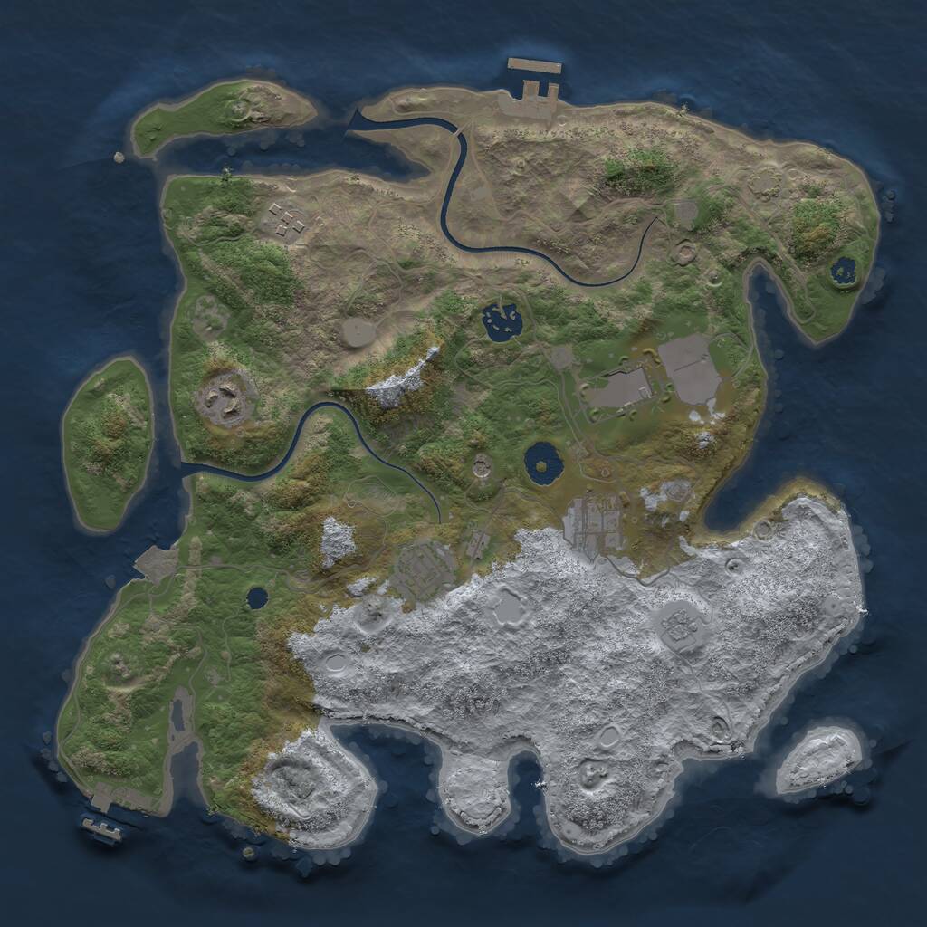 Rust Map: Procedural Map, Size: 3500, Seed: 34724368, 12 Monuments