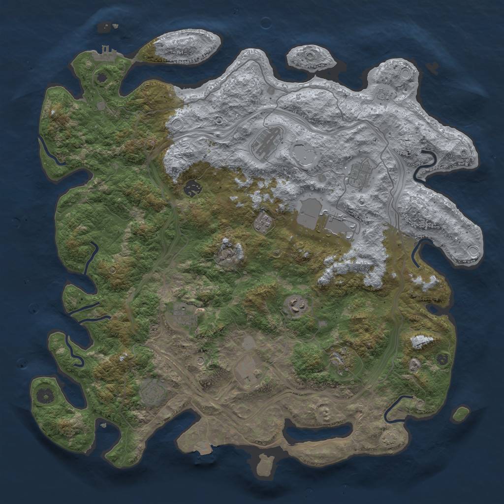 Rust Map: Procedural Map, Size: 4500, Seed: 512023, 17 Monuments