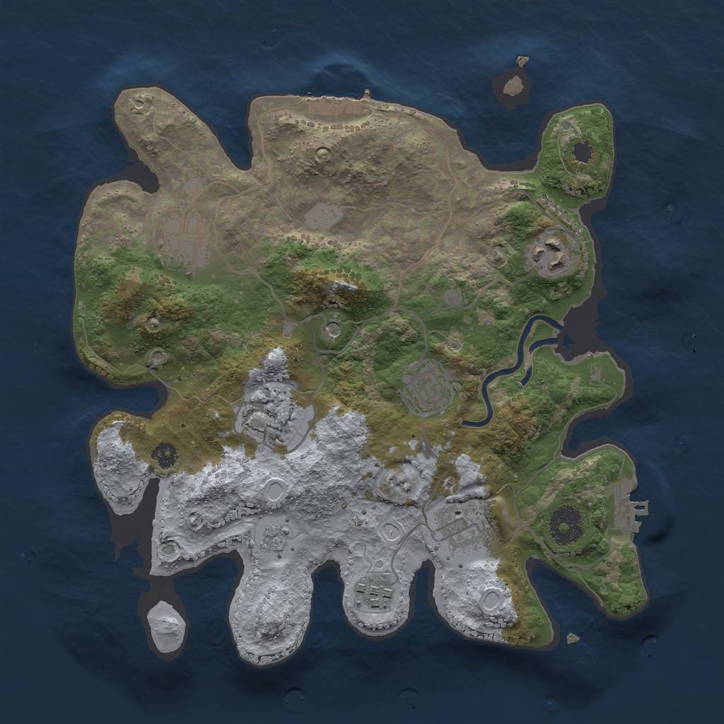 Rust Map: Procedural Map, Size: 3000, Seed: 2082339386, 15 Monuments