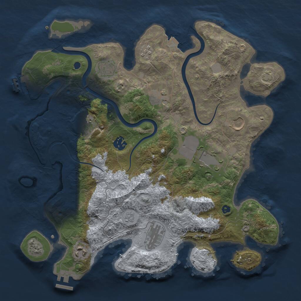 Rust Map: Procedural Map, Size: 3500, Seed: 62222294, 15 Monuments