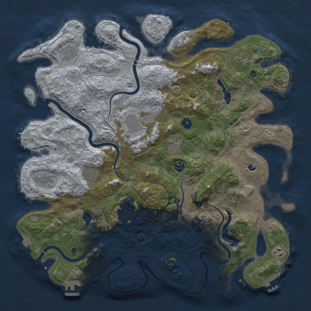 Rust Map: Procedural Map, Size: 4500, Seed: 380783512, 16 Monuments