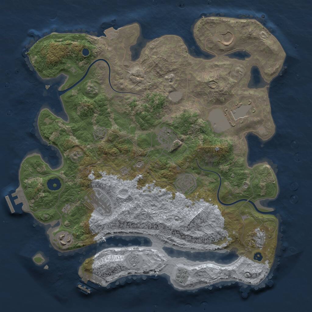 Rust Map: Procedural Map, Size: 3500, Seed: 56315891, 14 Monuments