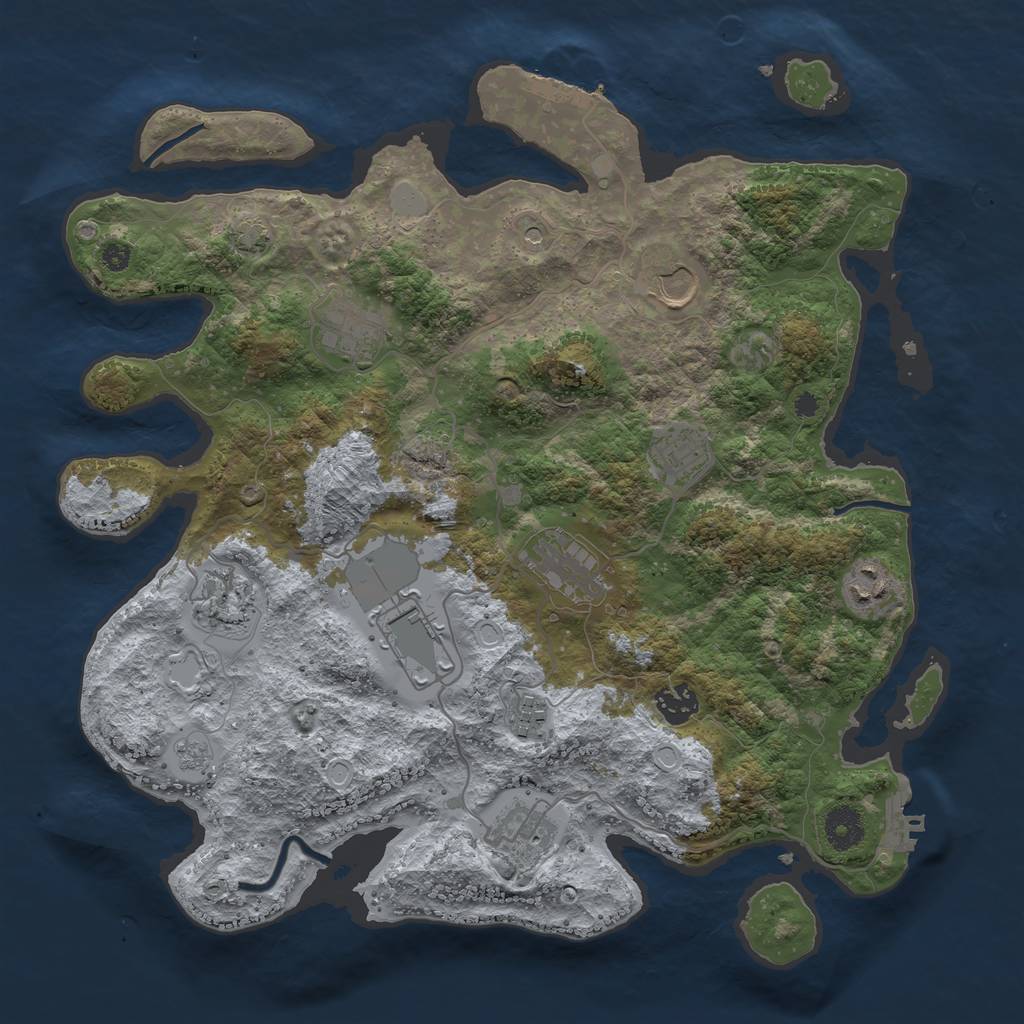 Rust Map: Procedural Map, Size: 3700, Seed: 1760870236, 18 Monuments