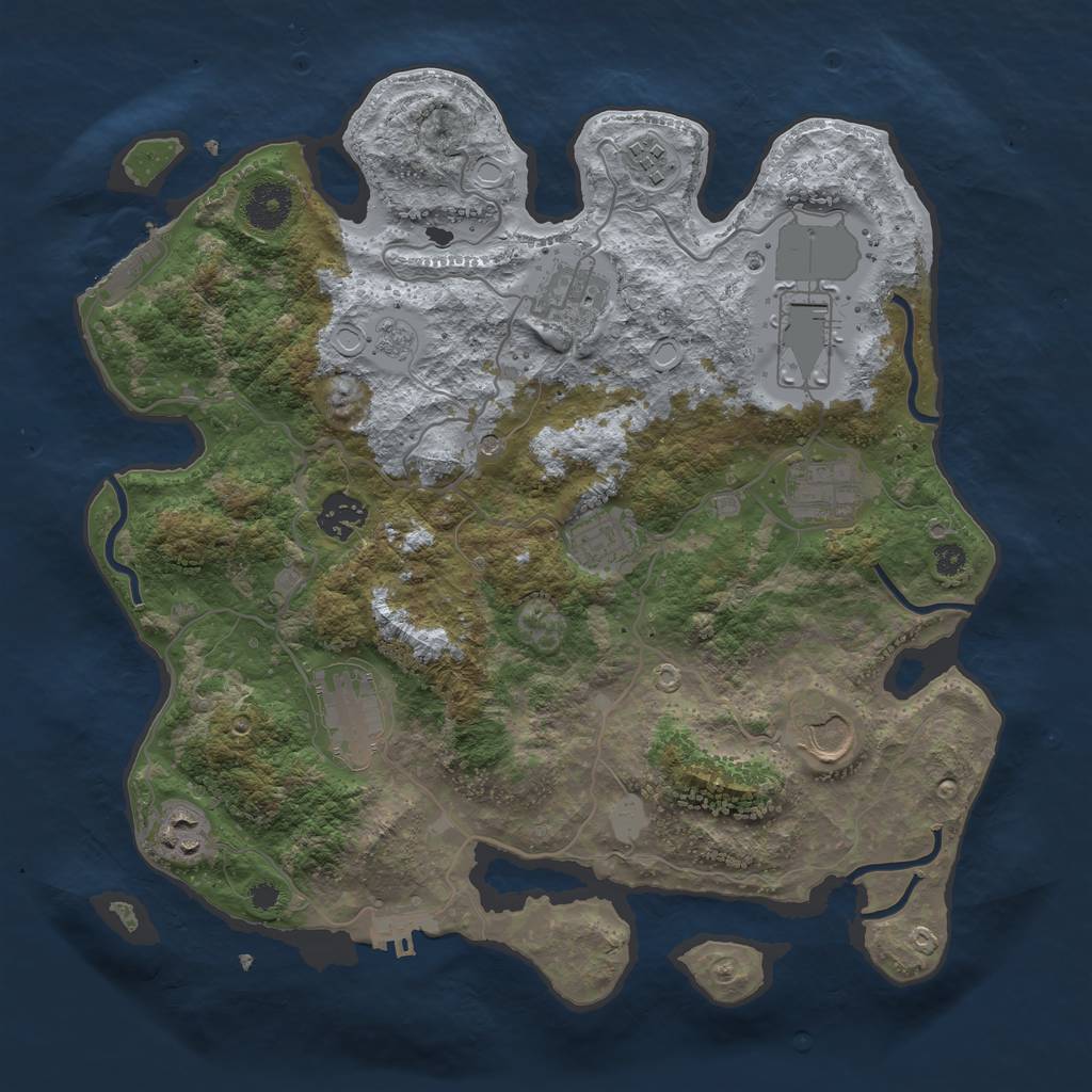 Rust Map: Procedural Map, Size: 3500, Seed: 507066599, 16 Monuments