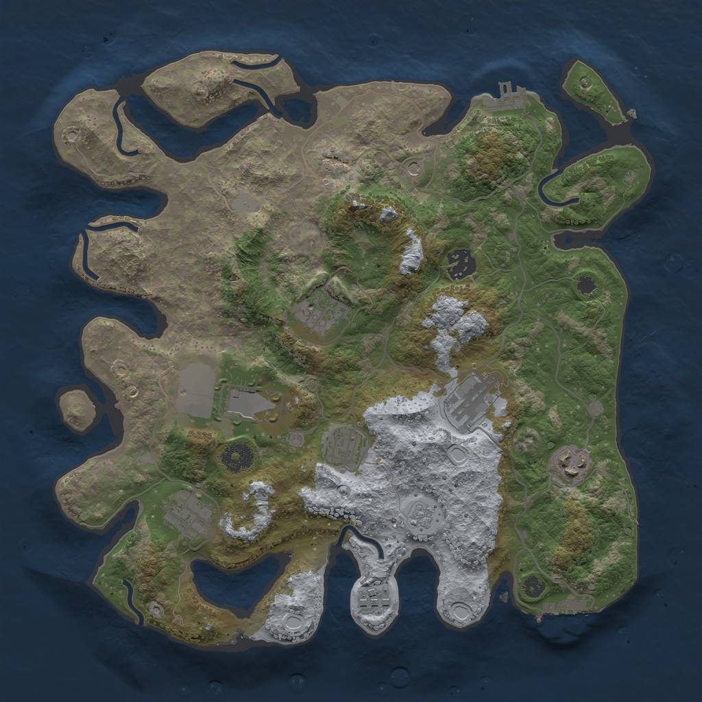 Rust Map: Procedural Map, Size: 3500, Seed: 54226673, 15 Monuments