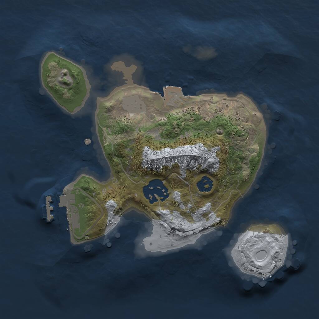 Rust Map: Procedural Map, Size: 2000, Seed: 1948503295, 3 Monuments