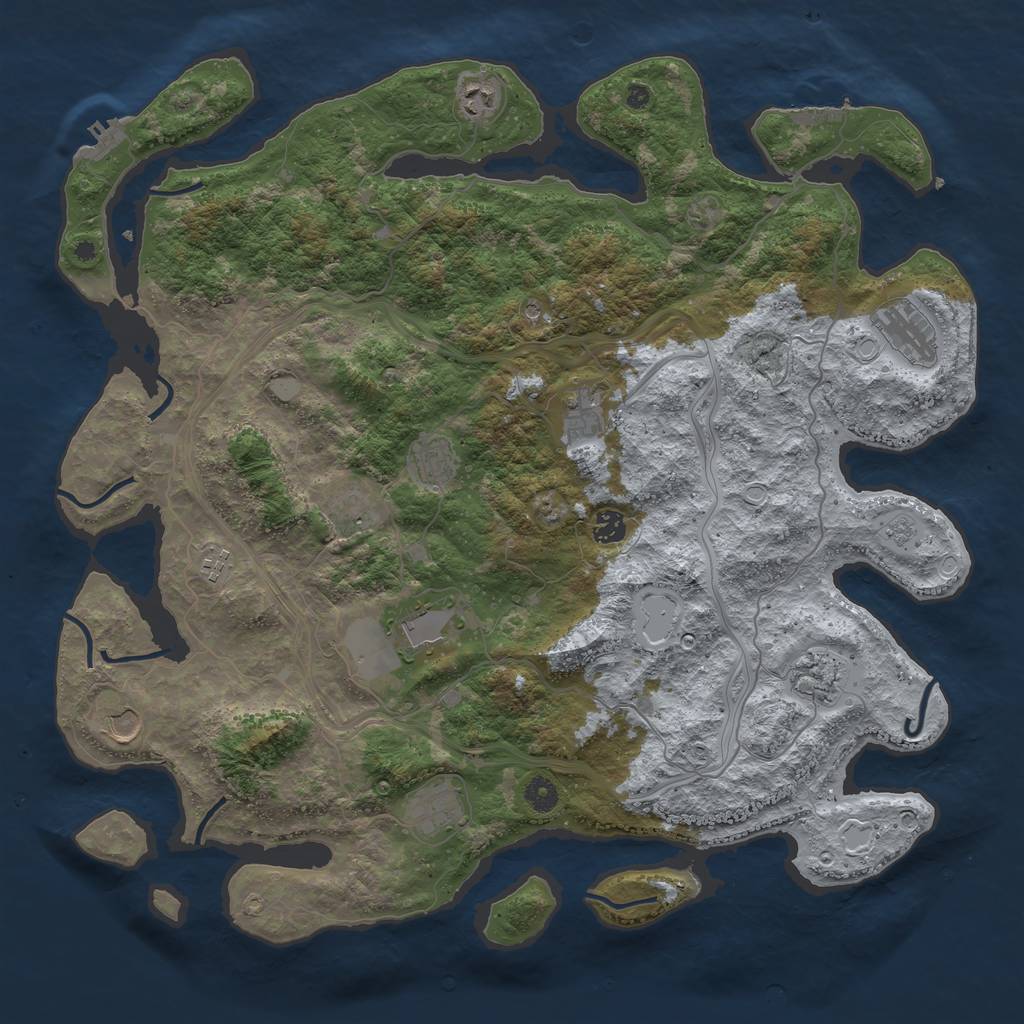 Rust Map: Procedural Map, Size: 4500, Seed: 1696725676, 20 Monuments