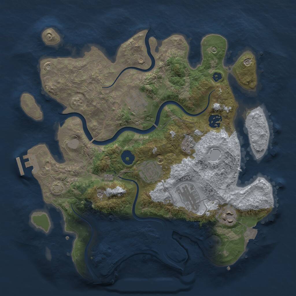 Rust Map: Procedural Map, Size: 3250, Seed: 446433474, 10 Monuments