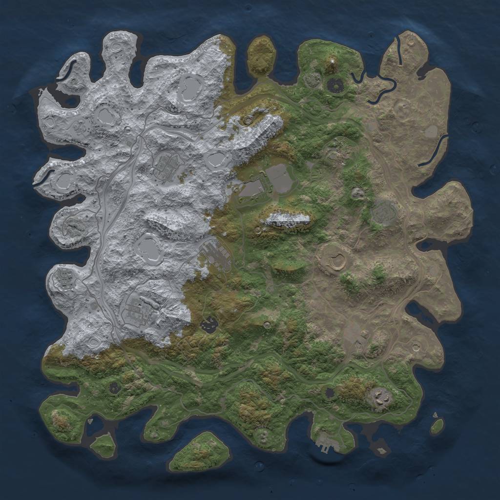 Rust Map: Procedural Map, Size: 4500, Seed: 2138367268, 18 Monuments