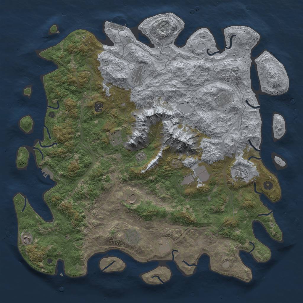 Rust Map: Procedural Map, Size: 5000, Seed: 122501, 18 Monuments