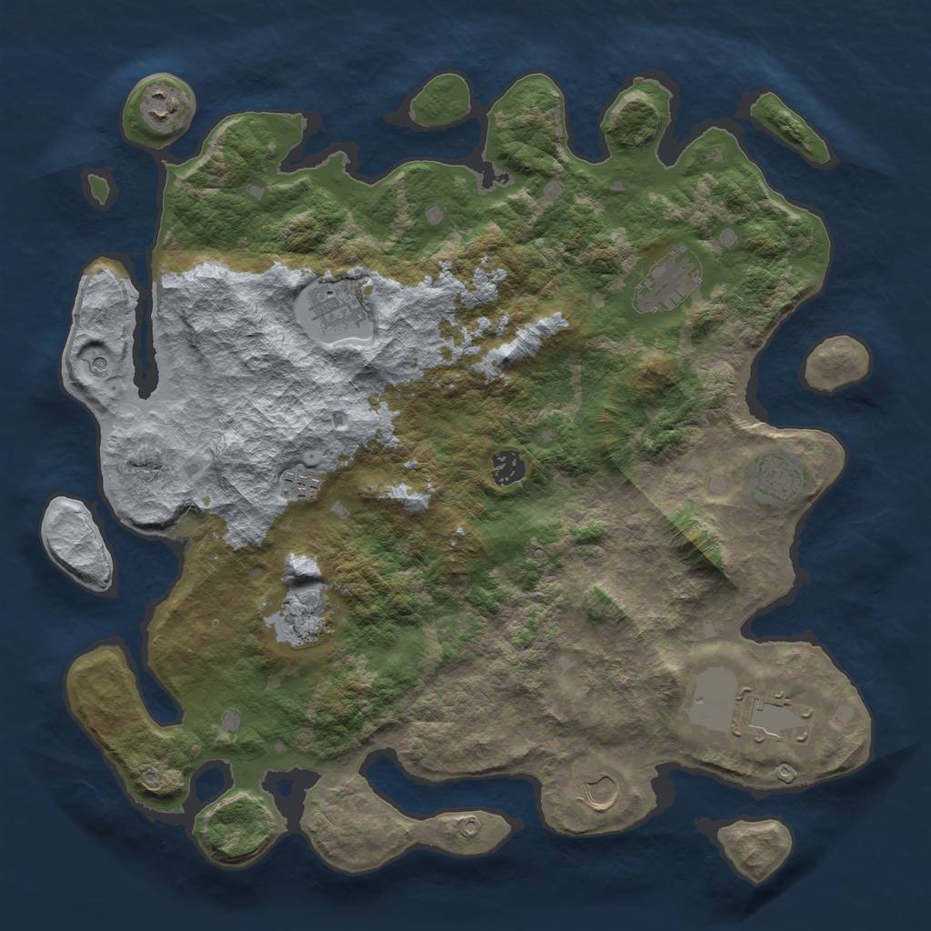 Rust Map: Barren, Size: 4000, Seed: 1234567, 12 Monuments