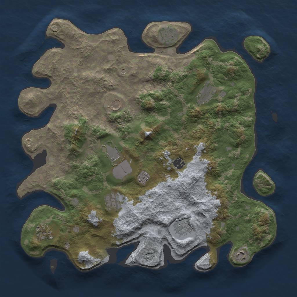 Rust Map: Barren, Size: 4000, Seed: 674846524, 13 Monuments