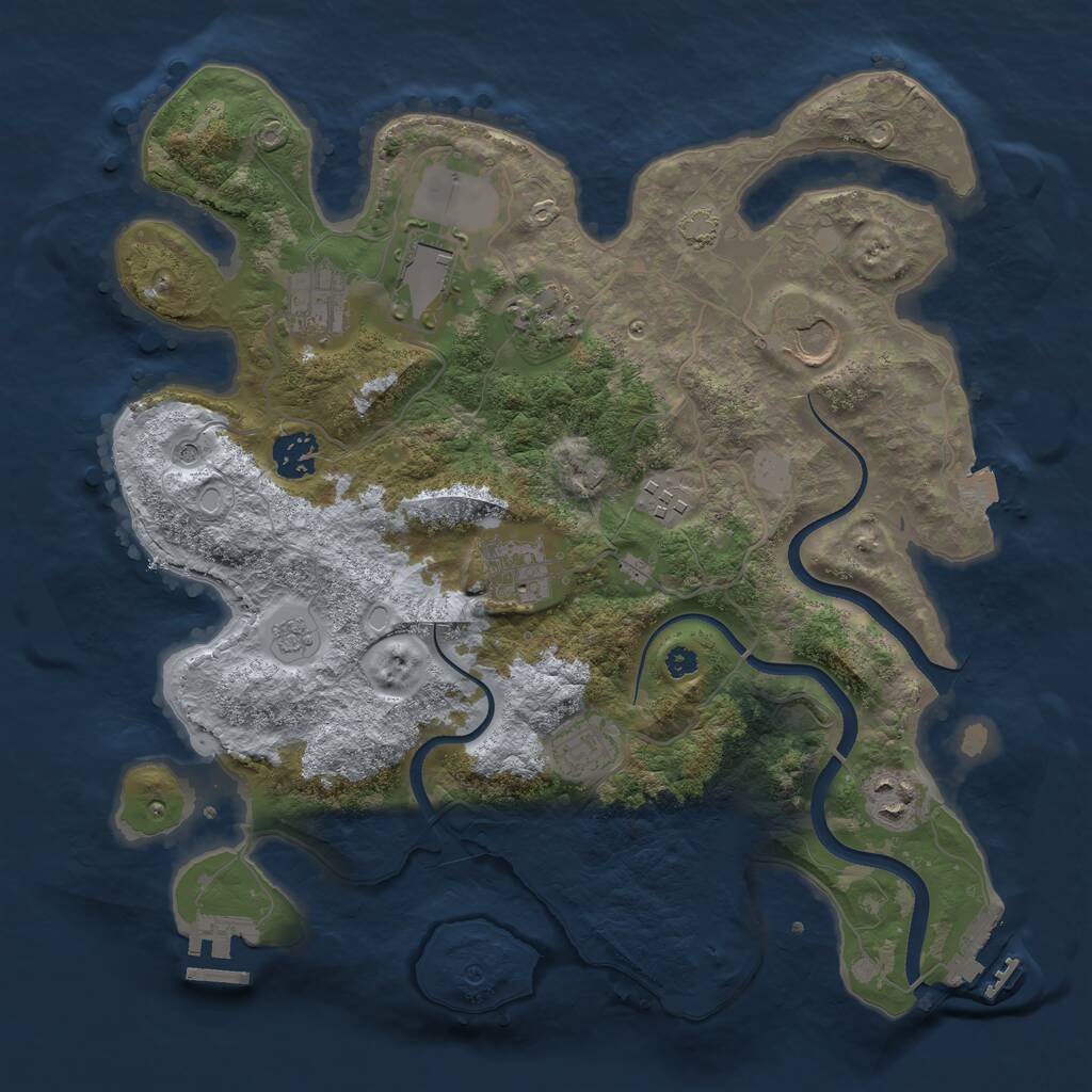 Rust Map: Procedural Map, Size: 3500, Seed: 45373958, 15 Monuments