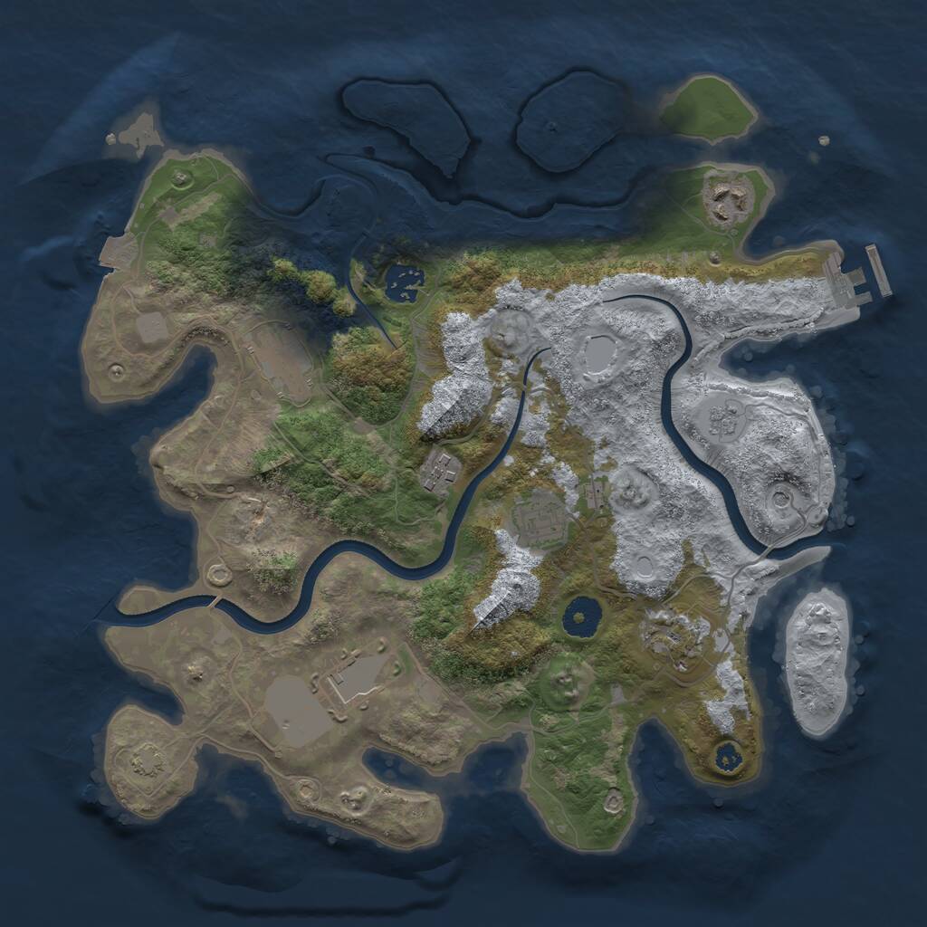 Rust Map: Procedural Map, Size: 3500, Seed: 116438901, 12 Monuments