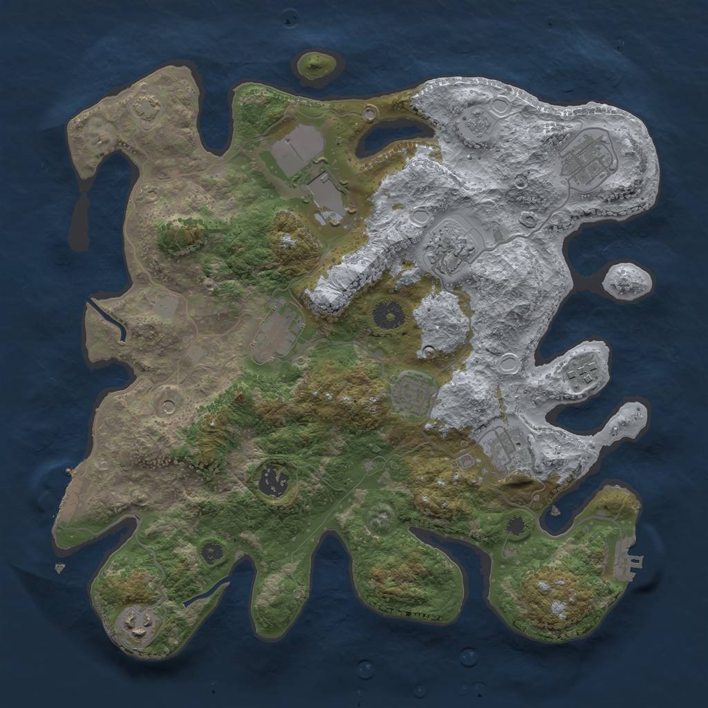 Rust Map: Procedural Map, Size: 3500, Seed: 95445009, 17 Monuments