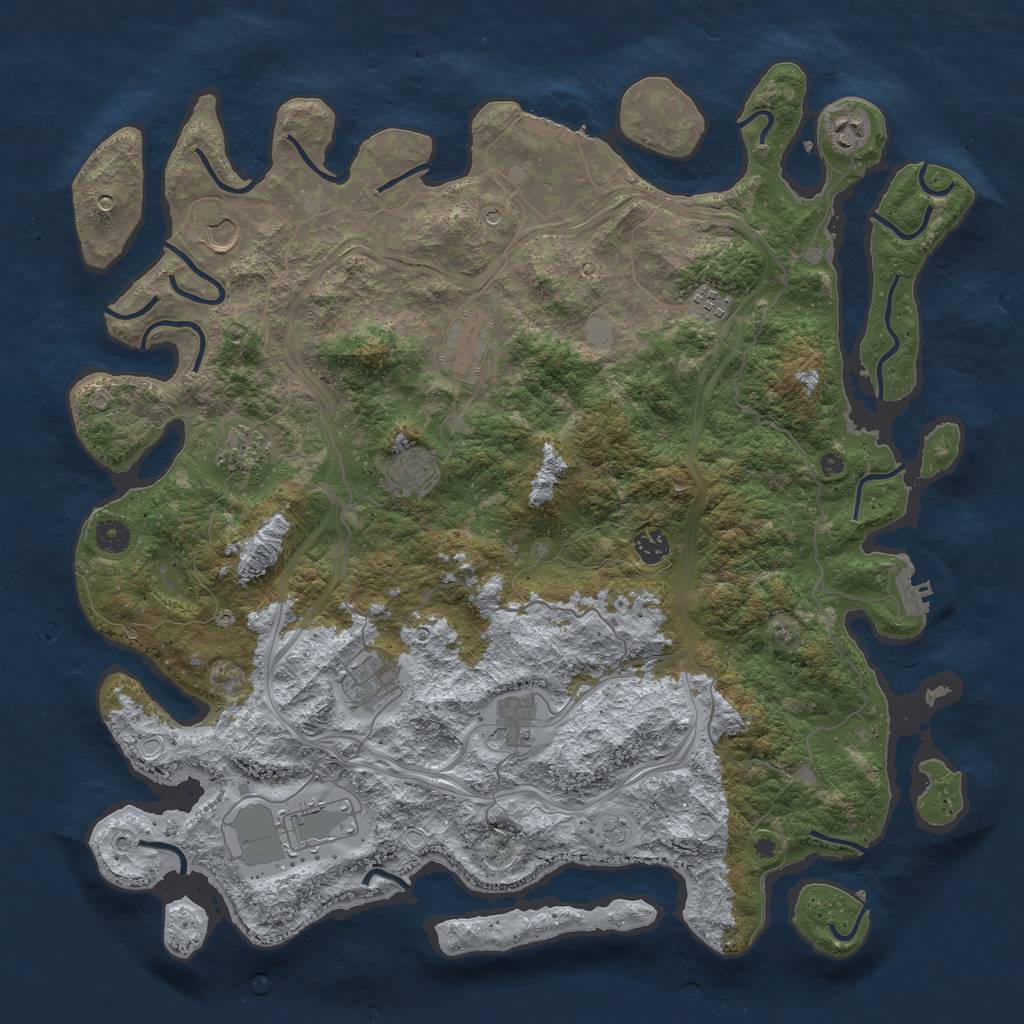 Rust Map: Procedural Map, Size: 4500, Seed: 149546514, 17 Monuments