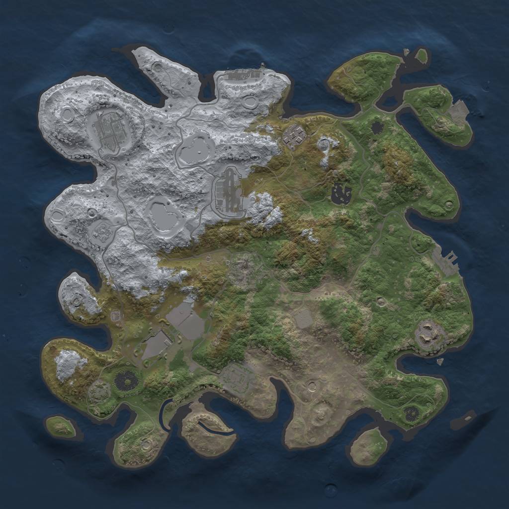 Rust Map: Procedural Map, Size: 3500, Seed: 3558336, 15 Monuments