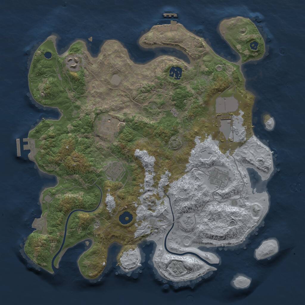Rust Map: Procedural Map, Size: 3500, Seed: 49767417, 13 Monuments