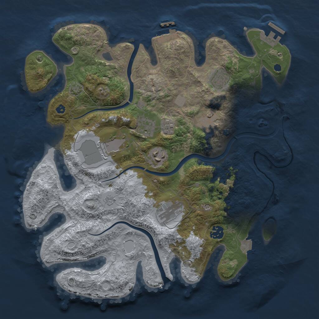 Rust Map: Procedural Map, Size: 3500, Seed: 61269542, 14 Monuments