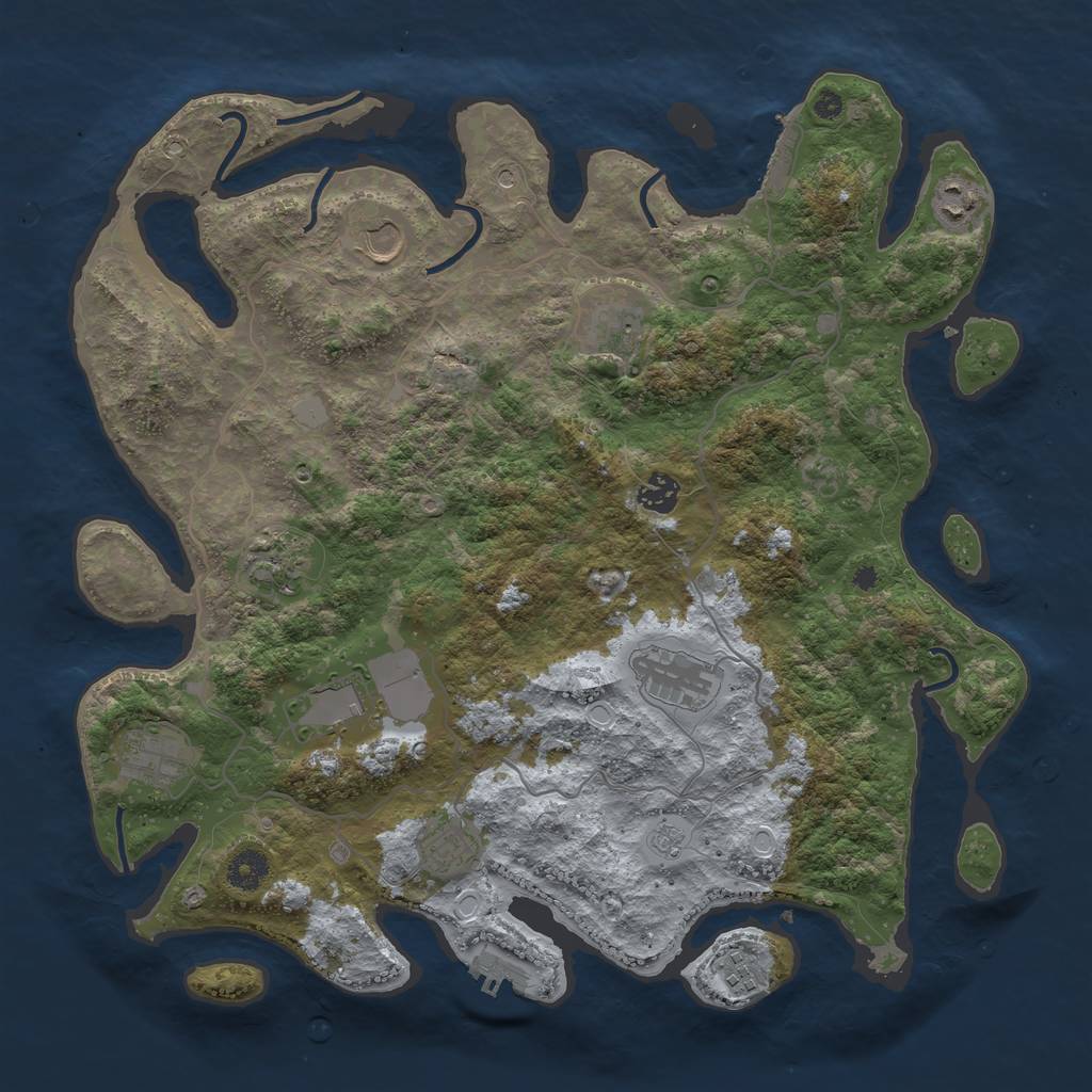 Rust Map: Procedural Map, Size: 4000, Seed: 163321, 17 Monuments