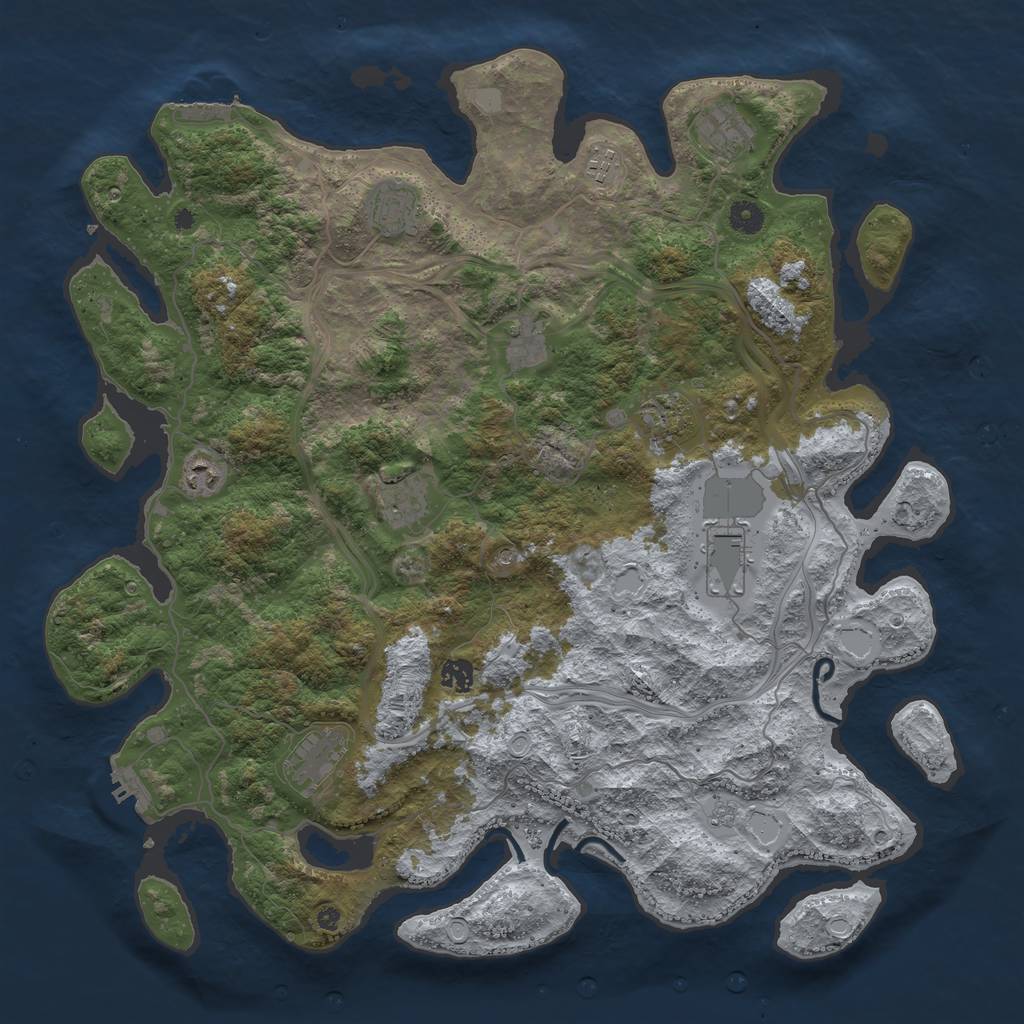 Rust Map: Procedural Map, Size: 4500, Seed: 1951331351, 17 Monuments