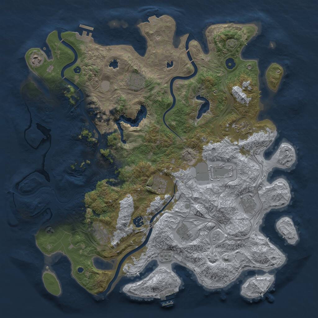 Rust Map: Procedural Map, Size: 4500, Seed: 1951331351, 16 Monuments