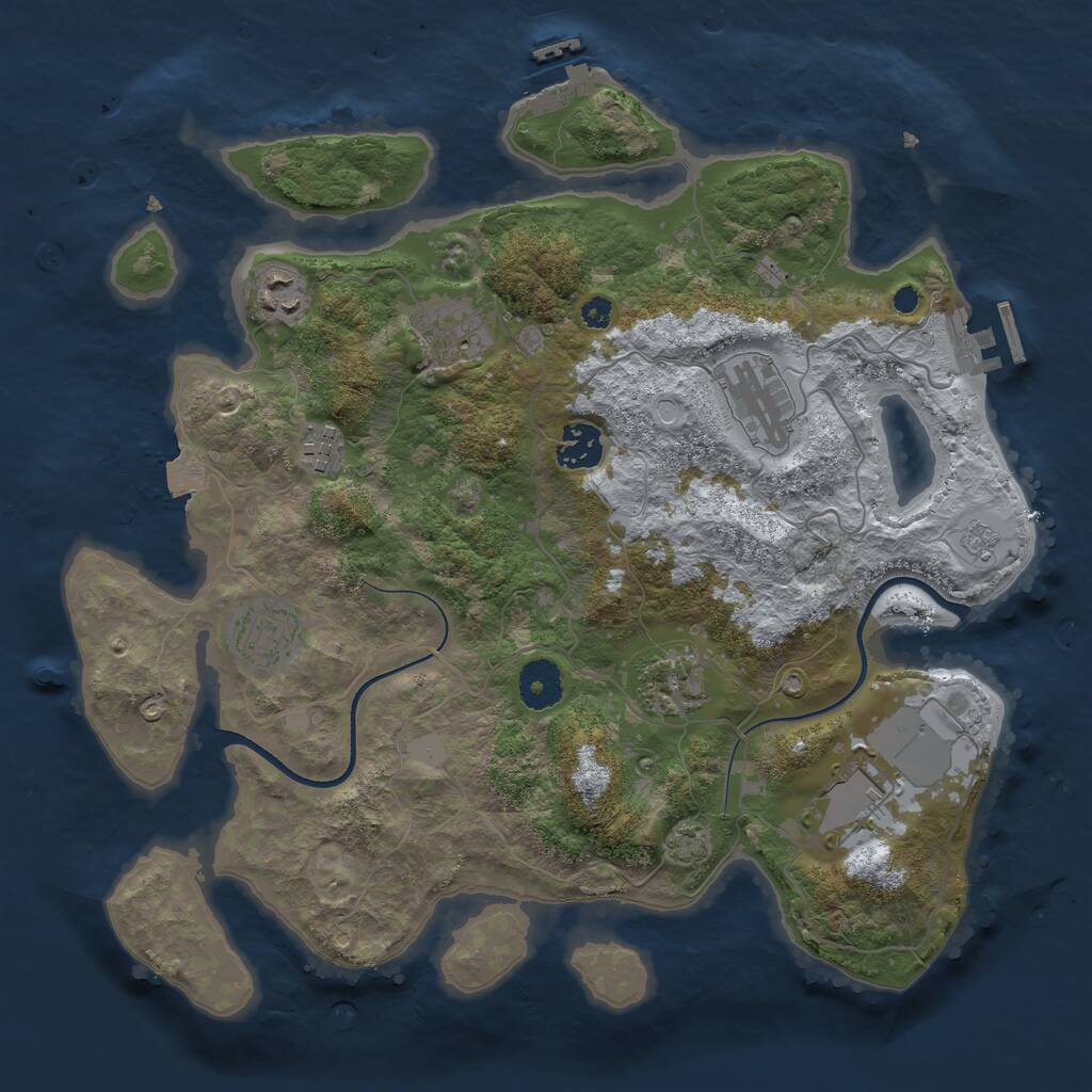 Rust Map: Procedural Map, Size: 3500, Seed: 62096952, 13 Monuments