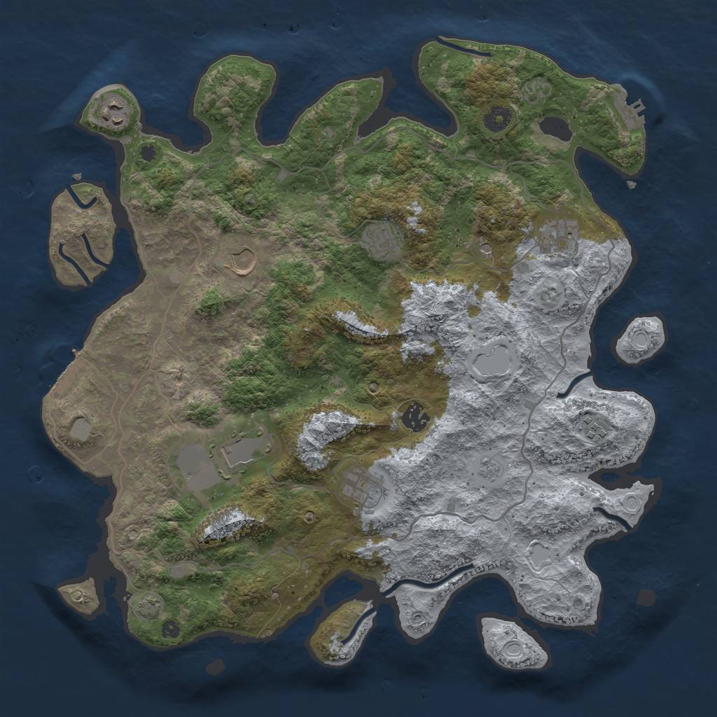 Rust Map: Procedural Map, Size: 4000, Seed: 9119, 16 Monuments