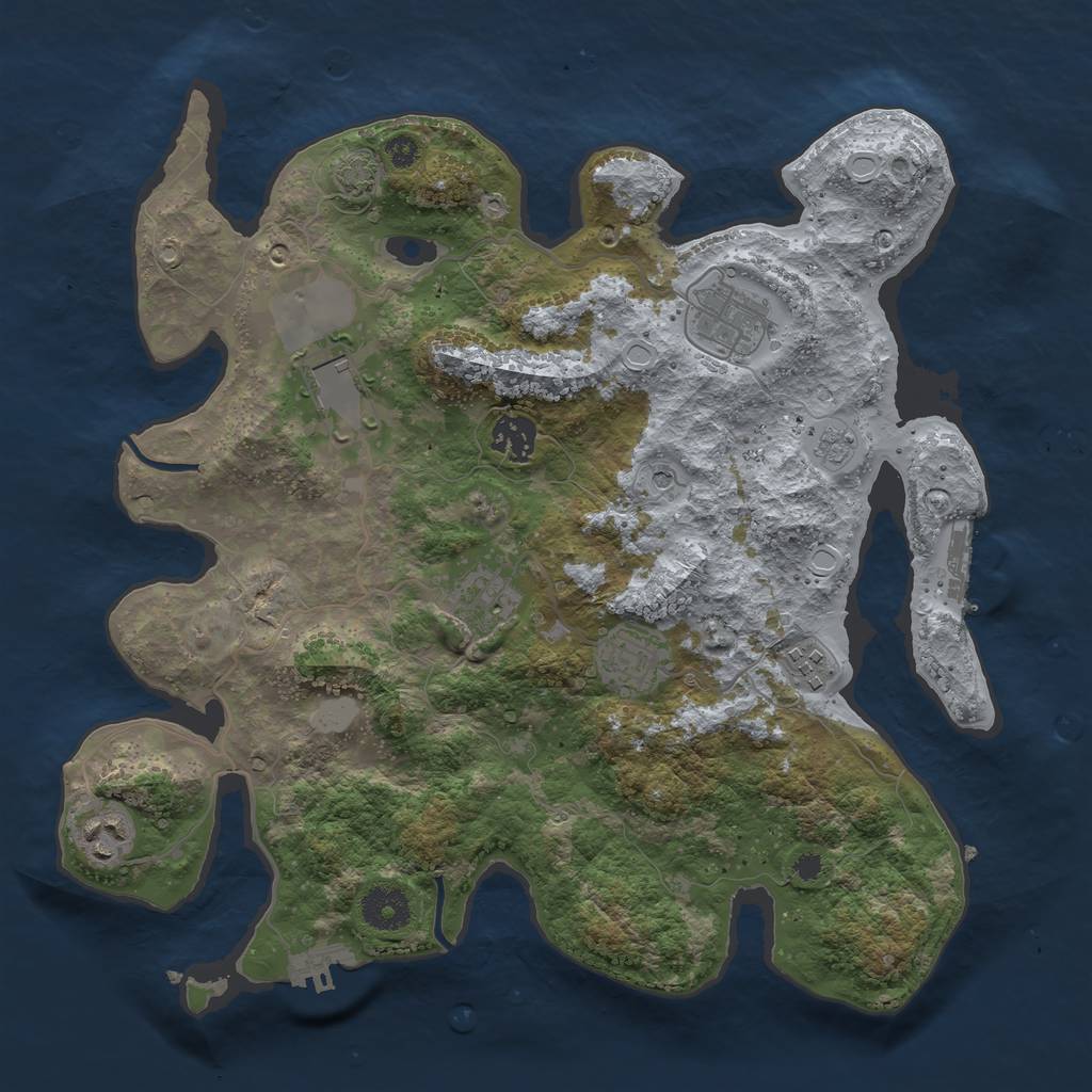 Rust Map: Procedural Map, Size: 3500, Seed: 89389991, 15 Monuments