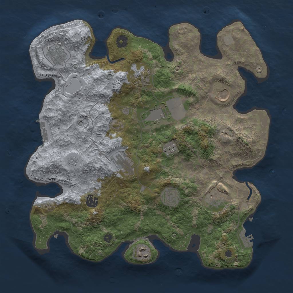 Rust Map: Procedural Map, Size: 3500, Seed: 779865334, 17 Monuments