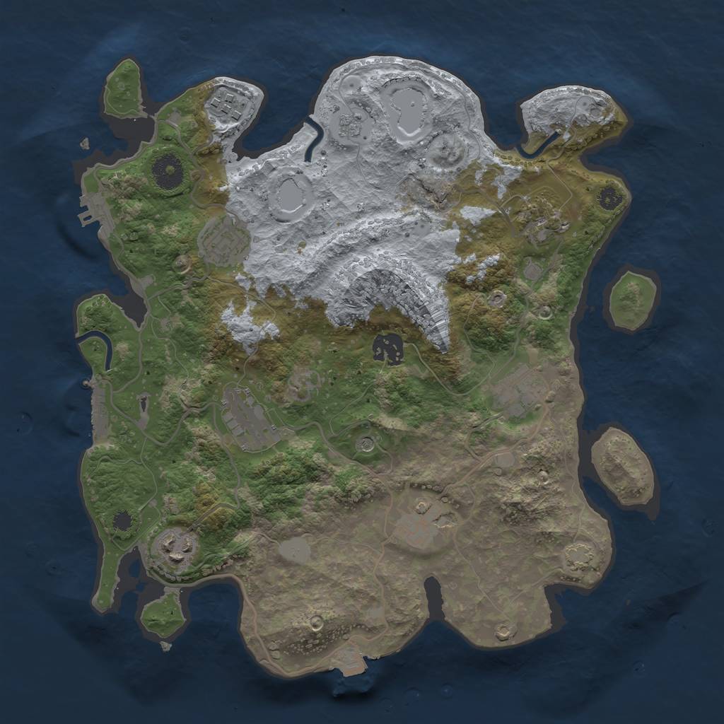 Rust Map: Procedural Map, Size: 3300, Seed: 1417, 16 Monuments