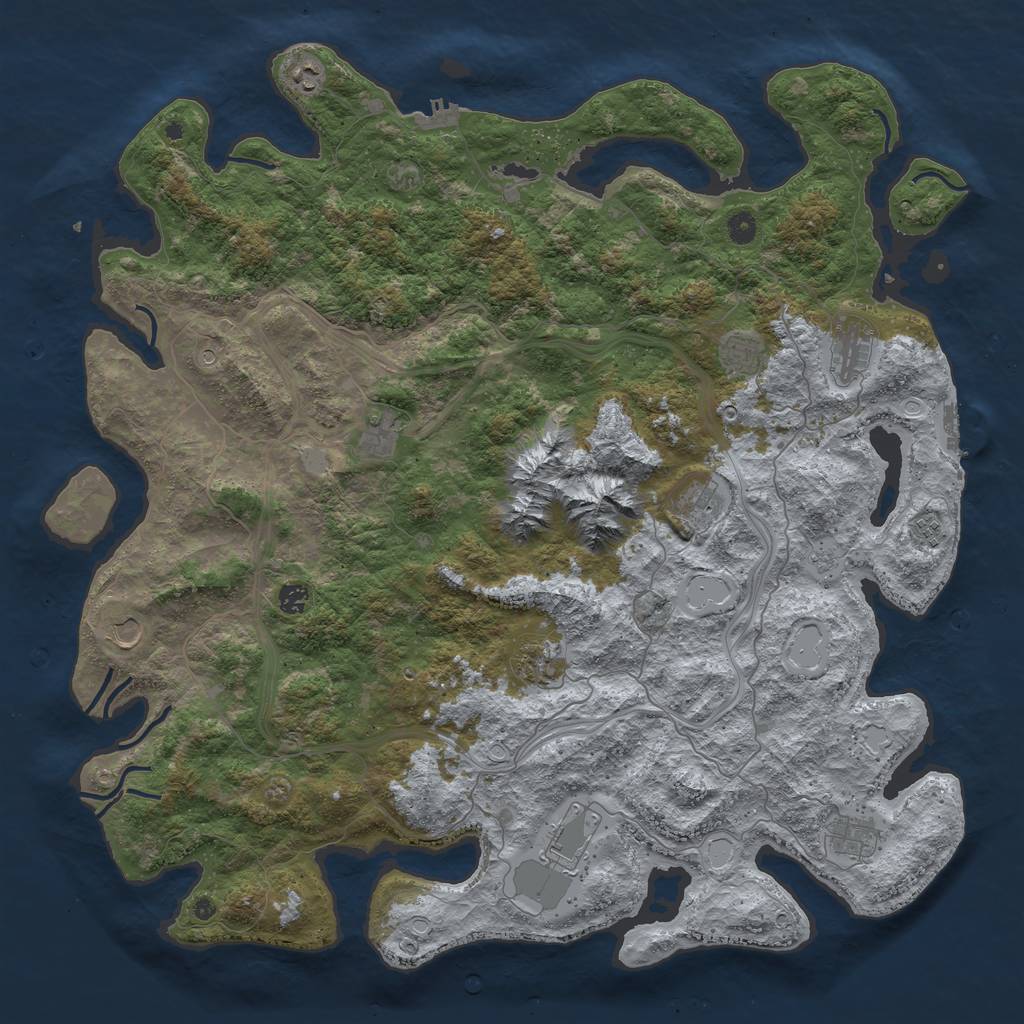 Rust Map: Procedural Map, Size: 5000, Seed: 810929540, 18 Monuments